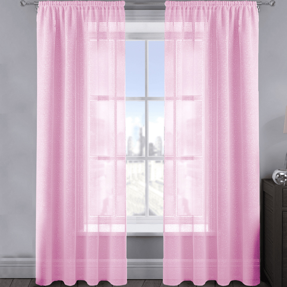 Velosso Alessandria Baby Pink Shimmer Voile Panel Curtain 137 x 137cm Image 1