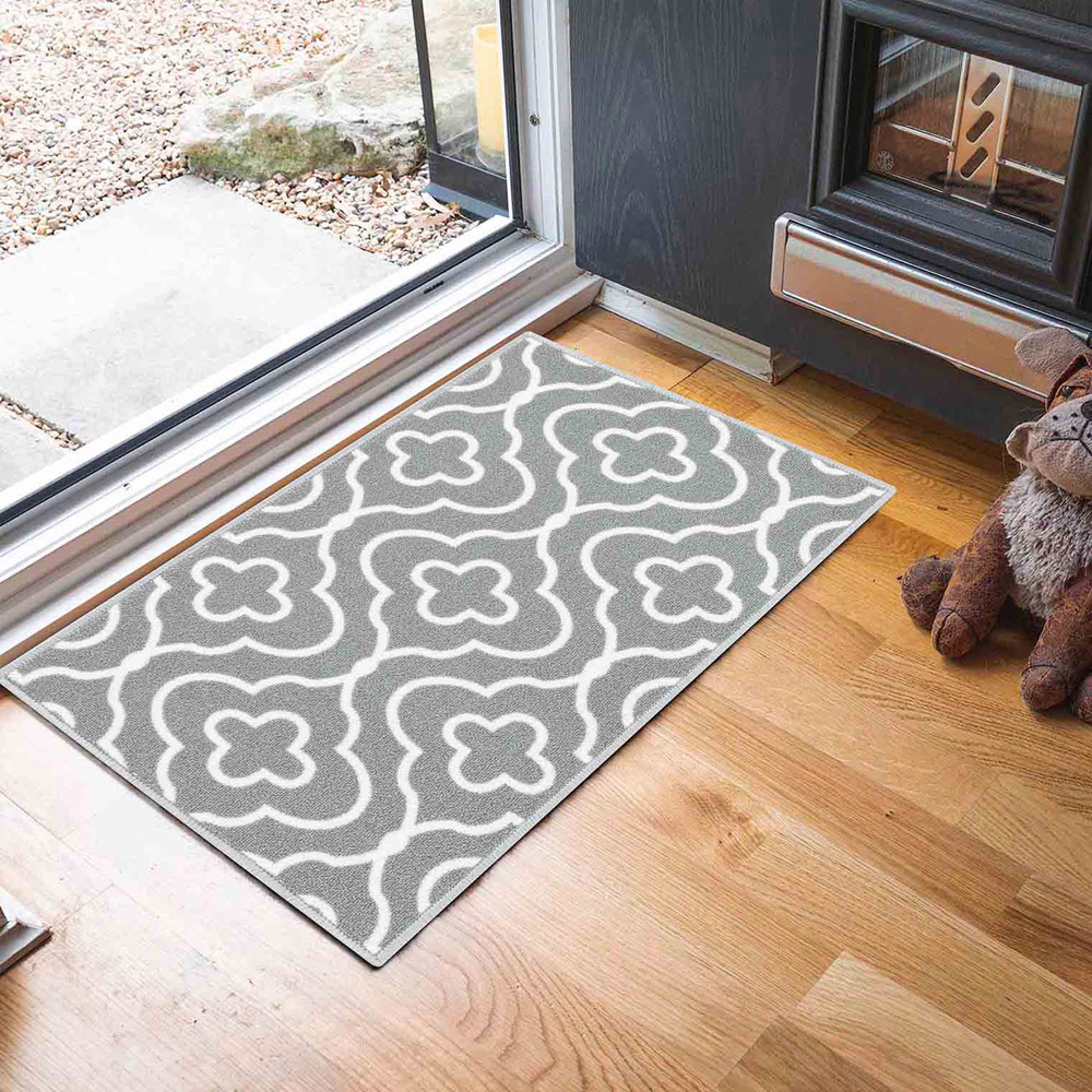 Desire Rugs Havana Grey Quatrefoil Anti Slip Door Mat 300 x 80cm Image 4