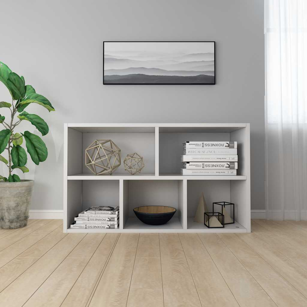 vidaXL 5 Shelf White Wooden Bookcase Image 9