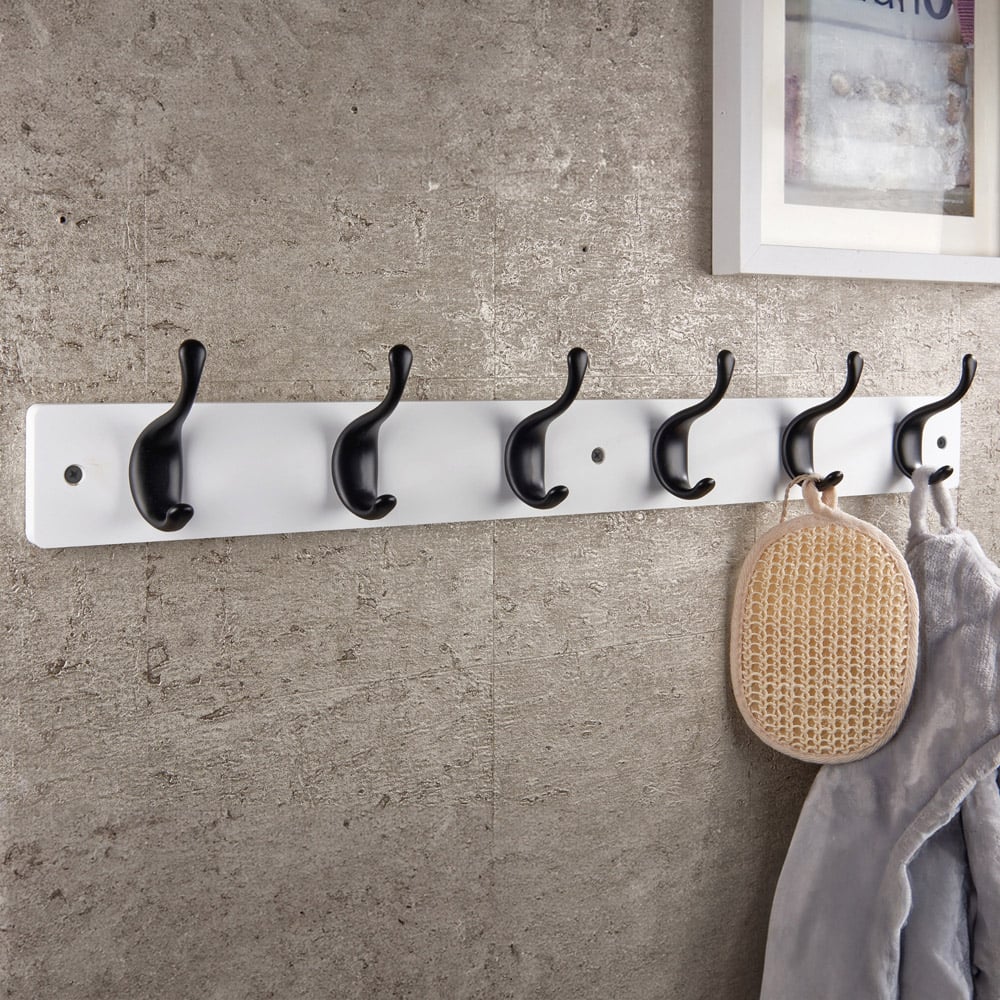 Headbourne White and Black 6 Hook Coat Rail Image 2