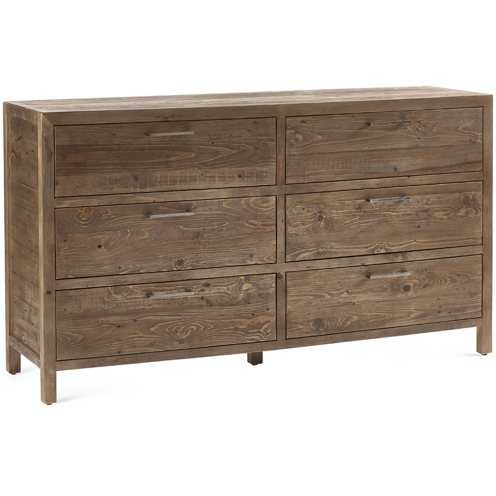 Julian Bowen Heritage 6 Drawer Distressed Finish Wide Chest of Drawers Image 2