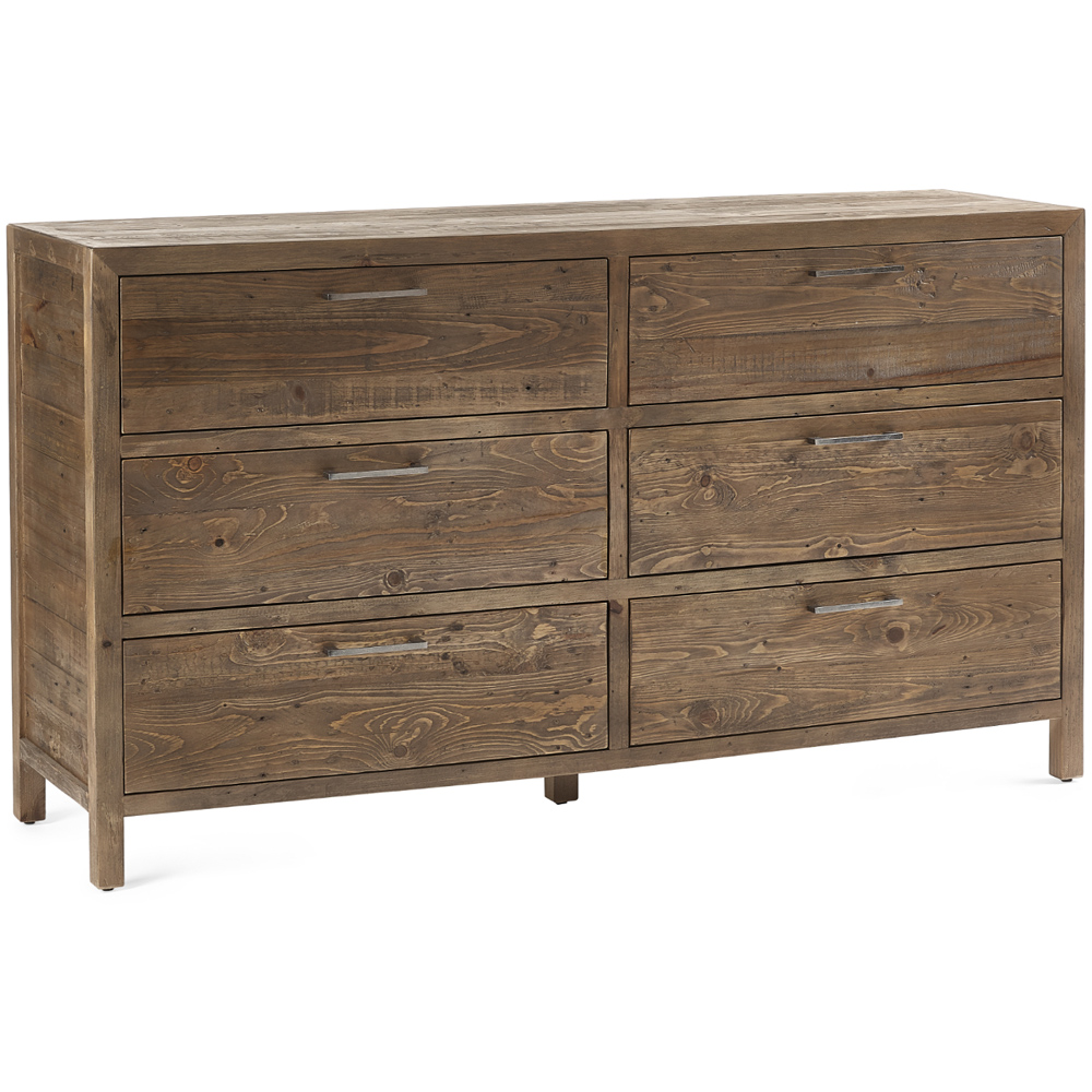 Julian Bowen Heritage 6 Drawer Distressed Finish Wide Chest of Drawers Image 2