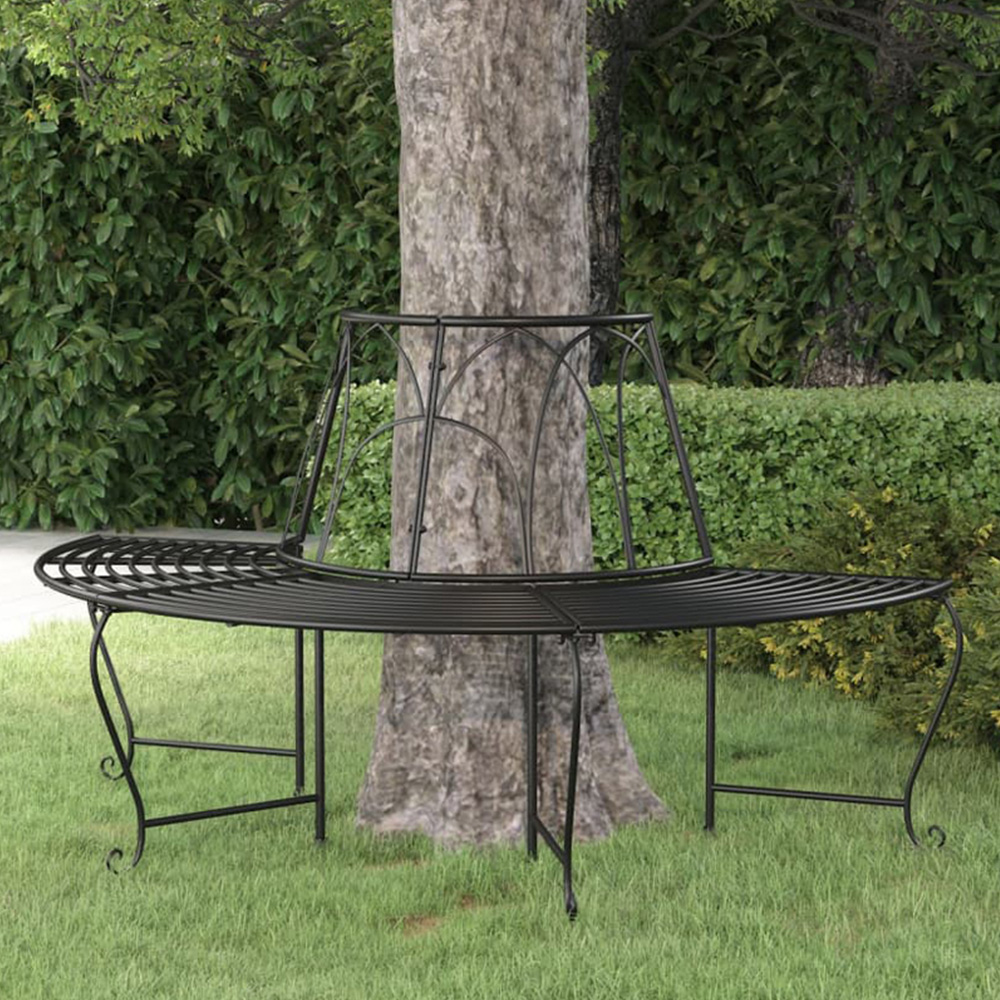 vidaXL Black Steel Half Round Circular Tree Image 1