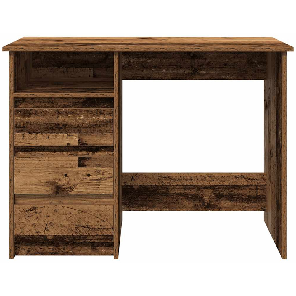 vidaXL 3 Drawer Single Shelf Computer Desk Old Wood Effect Image 3