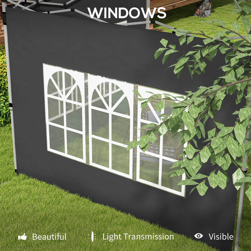 Outsunny Black Replacement Gazebo Side Panel with Window 2 Pack Image 6