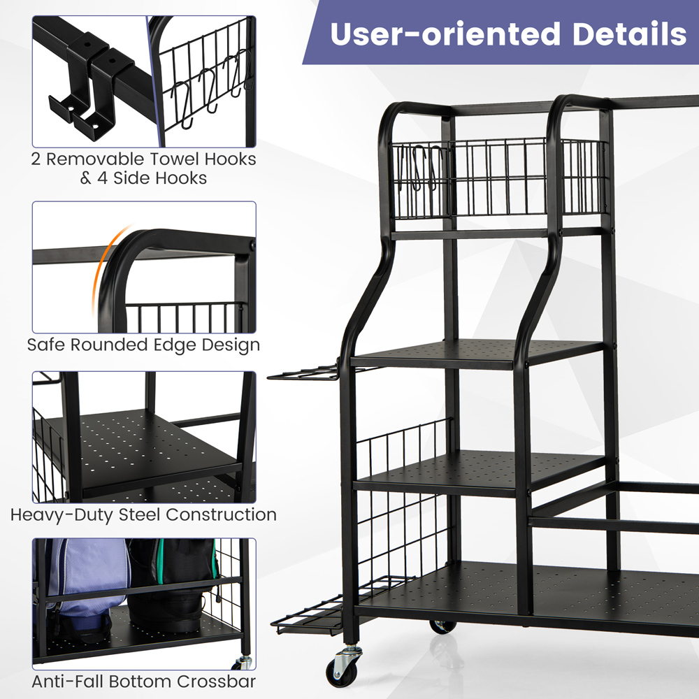 Costway 5 in 1 Black Golf Bag Storage Organizer with Storage Basket Image 6