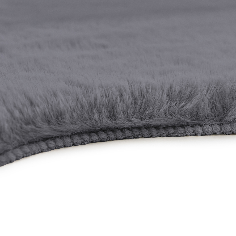 JVL Dark Grey Faux Fur Rug 60 x 90cm Image 4