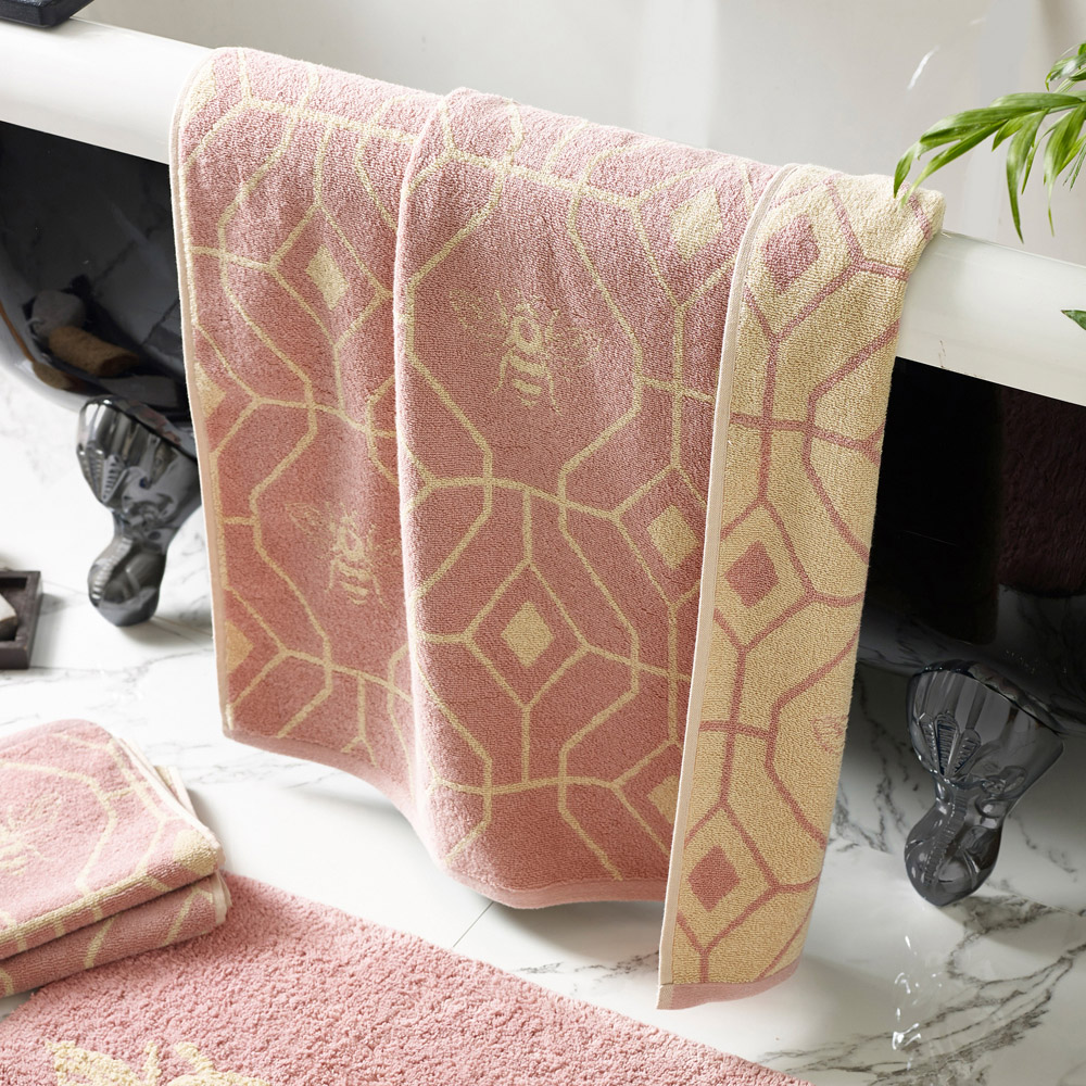 furn. Bee Deco Turkish Cotton Jacquard Blush Towel Bundle Set of 4 Image 6