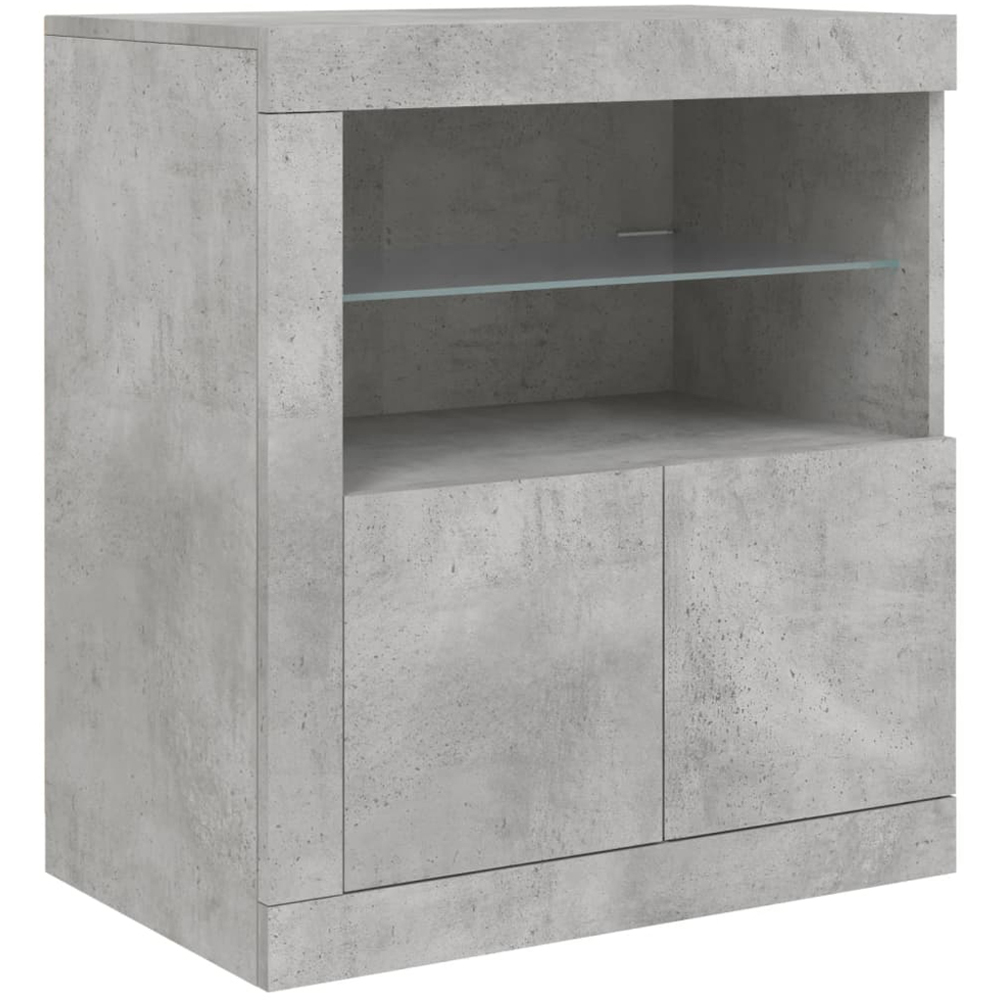 vidaXL Concrete Grey Wooden Sideboard with LED Lights 3 Piece Image 5