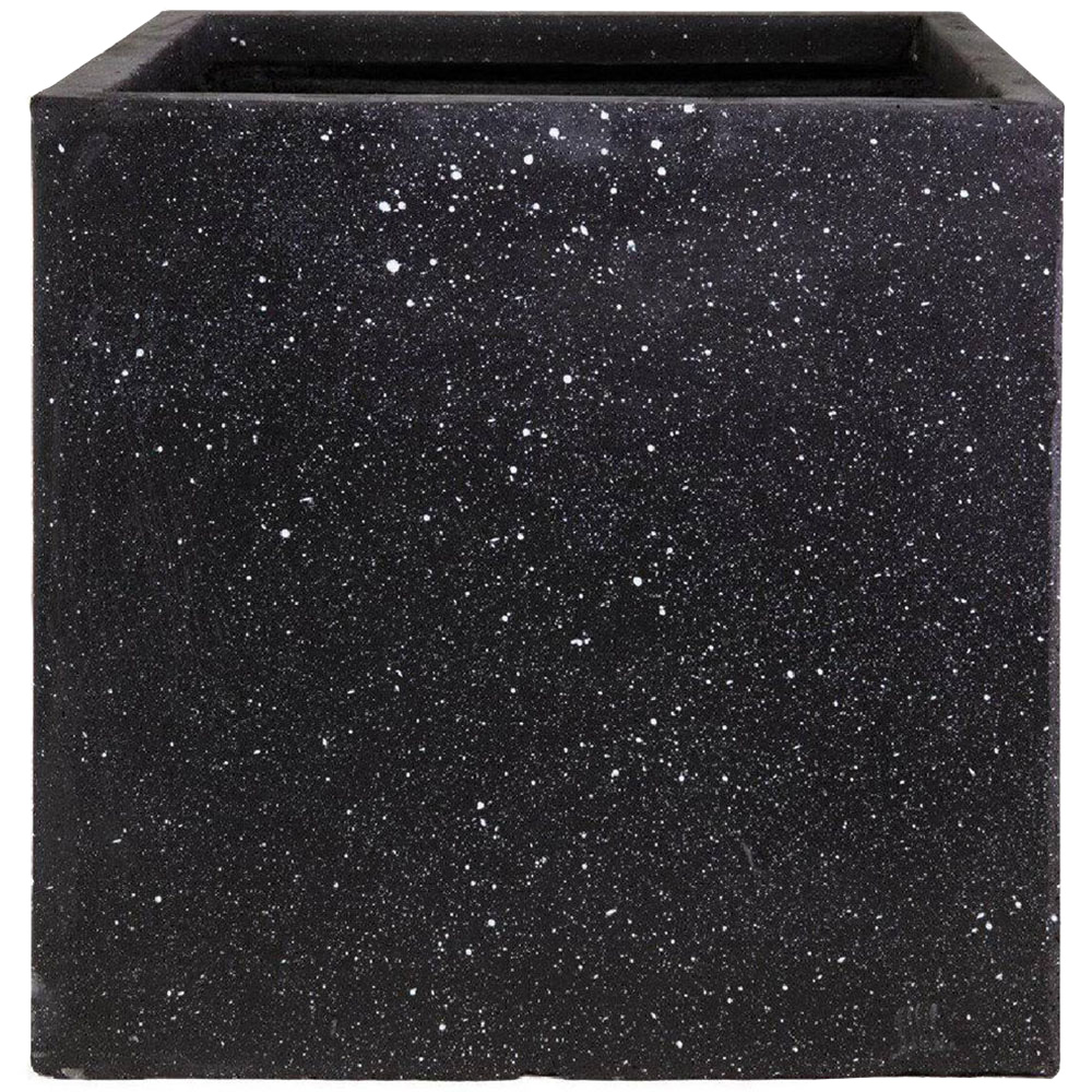 wilko Flower Box Black Terazzo Light Concrete Outdoor Planter 50cm Image 1