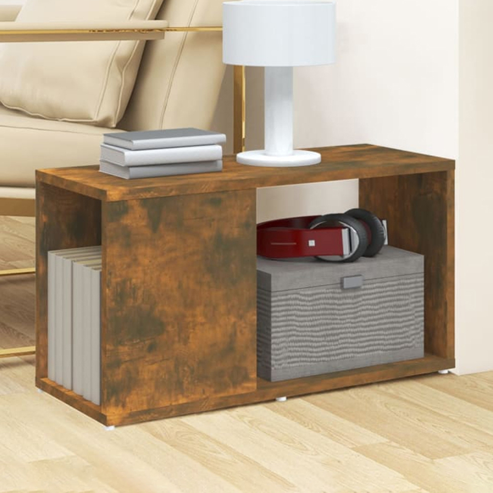 vidaXL Single Shelf Smoked Oak TV Cabinet Image 1