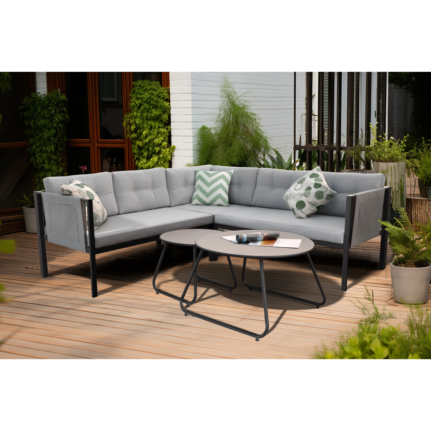 Sicily 4 Seater Grey Corner Lounge Set Image 2