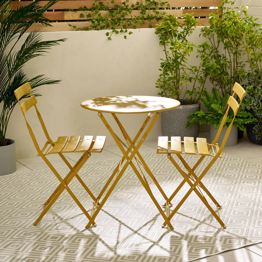 Furniturebox Cruz 2 Seater Metal Outdoor Bistro Set Mustard Yellow Image 5