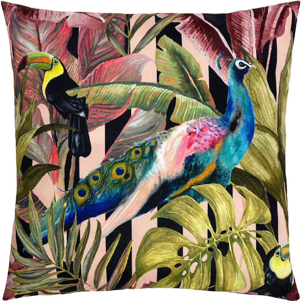 Evans Lichfield Multicolour Toucan and Peacock Outdoor Cushion Image 1