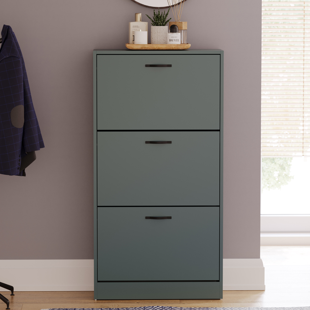 VIDA DESIGNS 3 Drawer Green Shoe Cabinet Image 3
