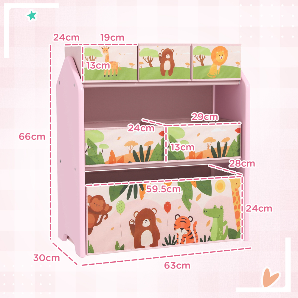 AIYAPLAY 6 Box Pink Kids Toy Storage Unit Image 9