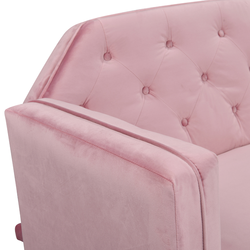 Comfy Living 3 Seater Pink and Gold Plush Velvet Tufted Sofa Bed Image 5