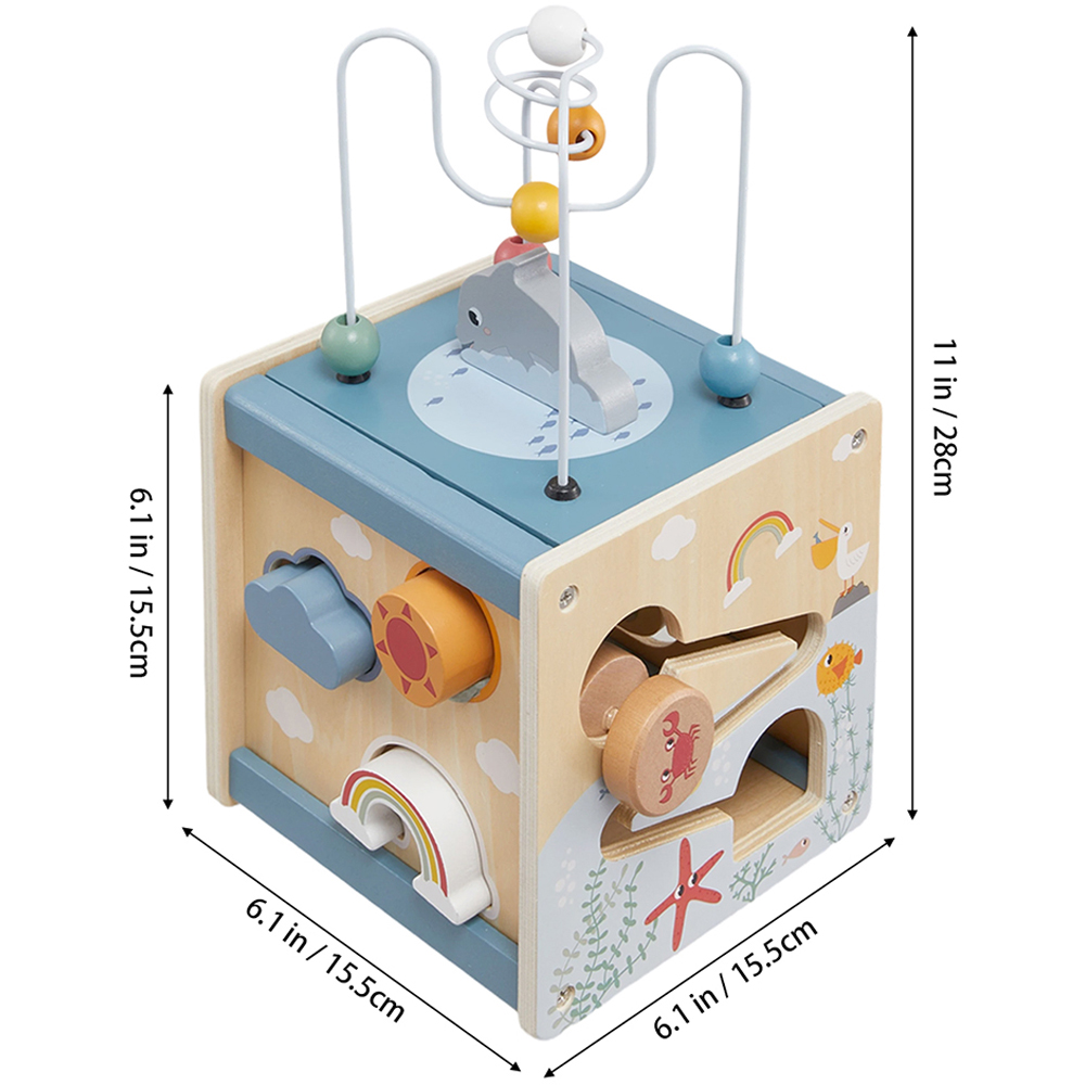 H&O Direct 6-in-1 Toddler Wooden Activity Cube Montessori Educational Toy Image 6