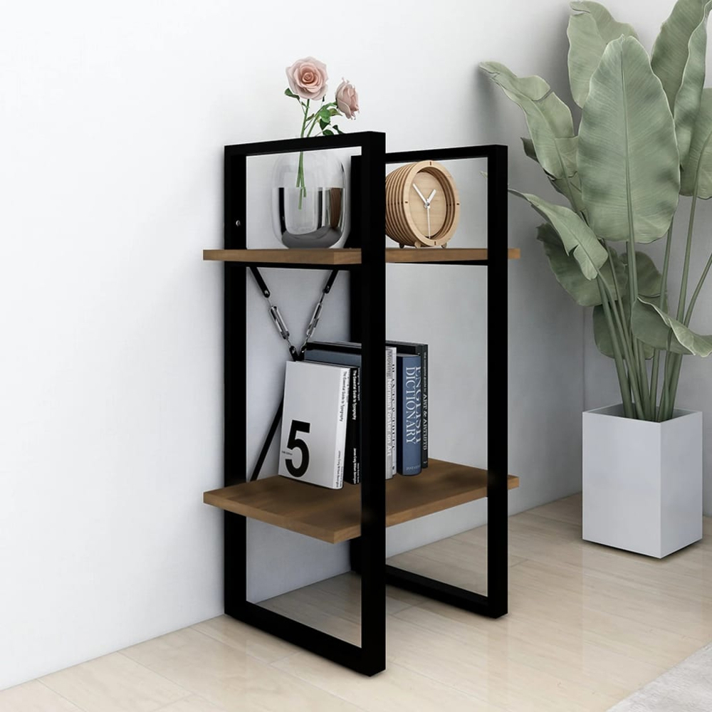 vidaXL 2 Shelf Brown Oak Bookcase Image 6