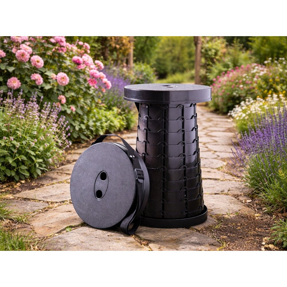 Avilo Black Adjustable Pop-Up Telescopic Stool with Carry Bag Image 4