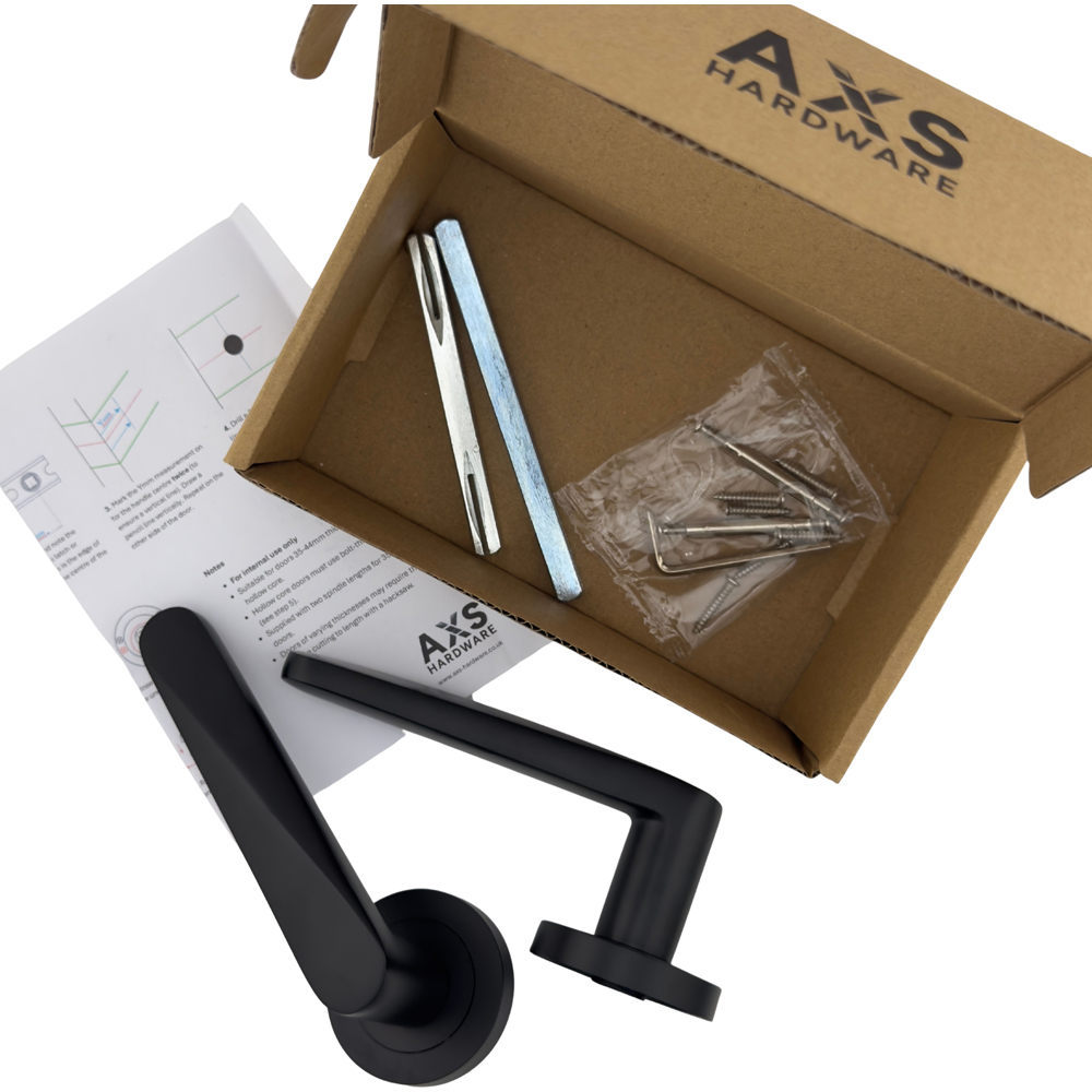 AXS Hardware Detroit Black Latch Door Handles on Rose 4 Pack Image 6