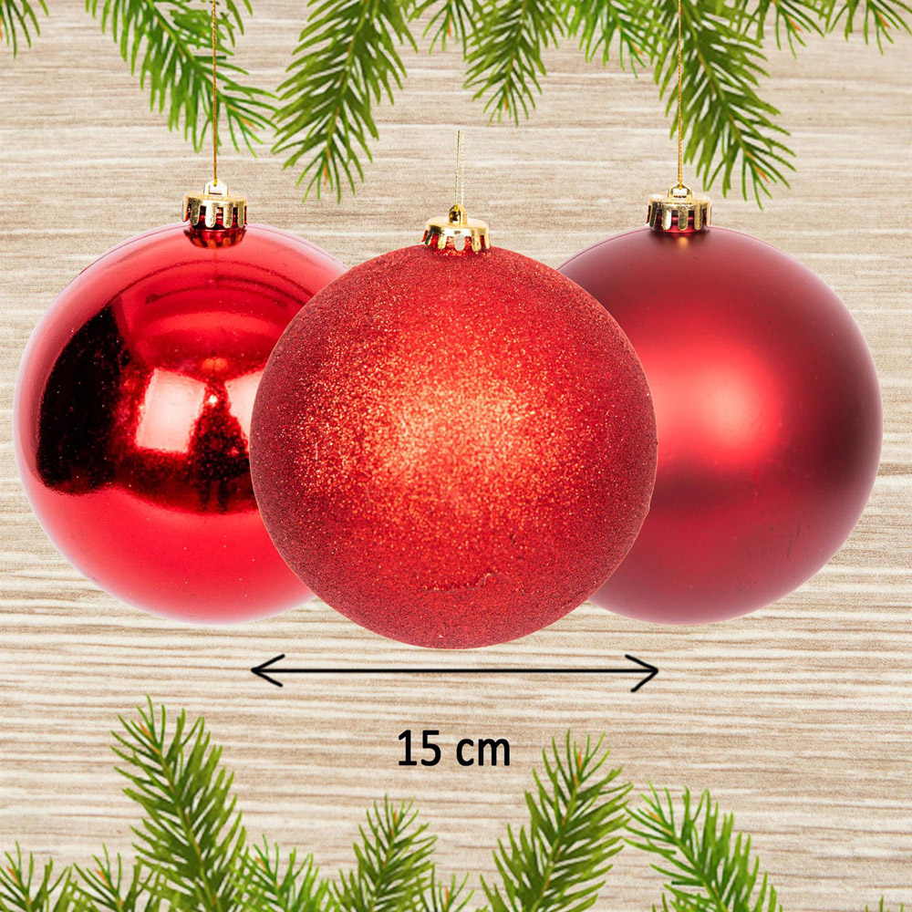 Shatchi Dark Red Luxury Bauble 3 Pack Image 3