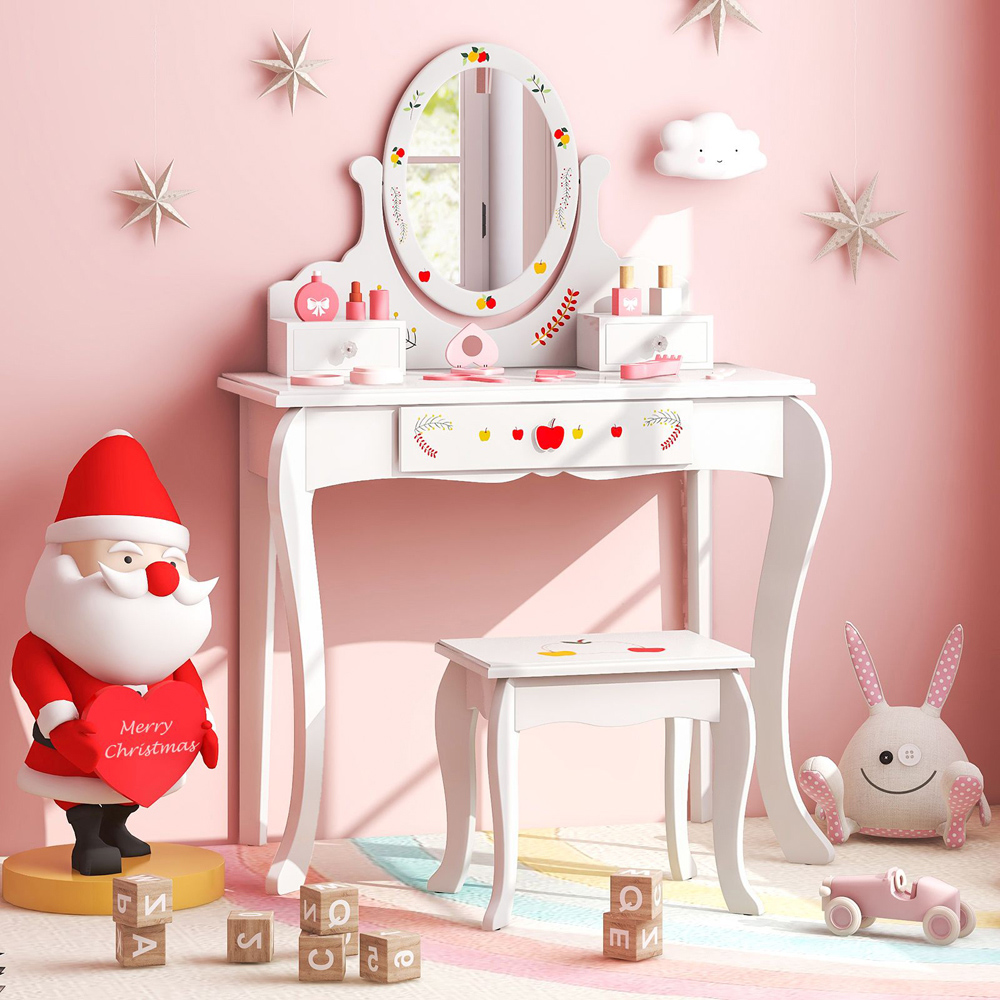 Costway White Princess Vanity Playset Image 4
