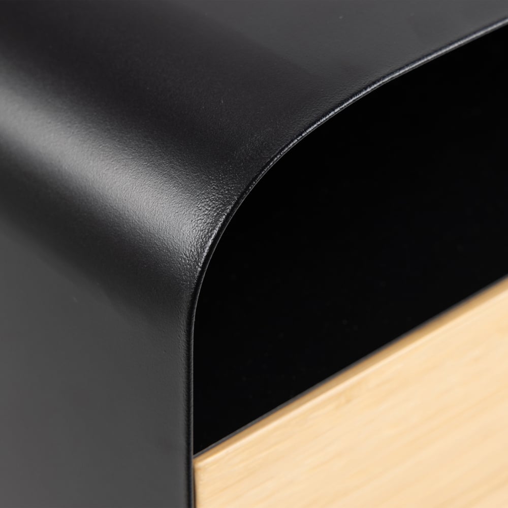 Florence Joliet Single Drawer Single Shelf Black and Bamboo Wall Mounted Bedside Table Image 6