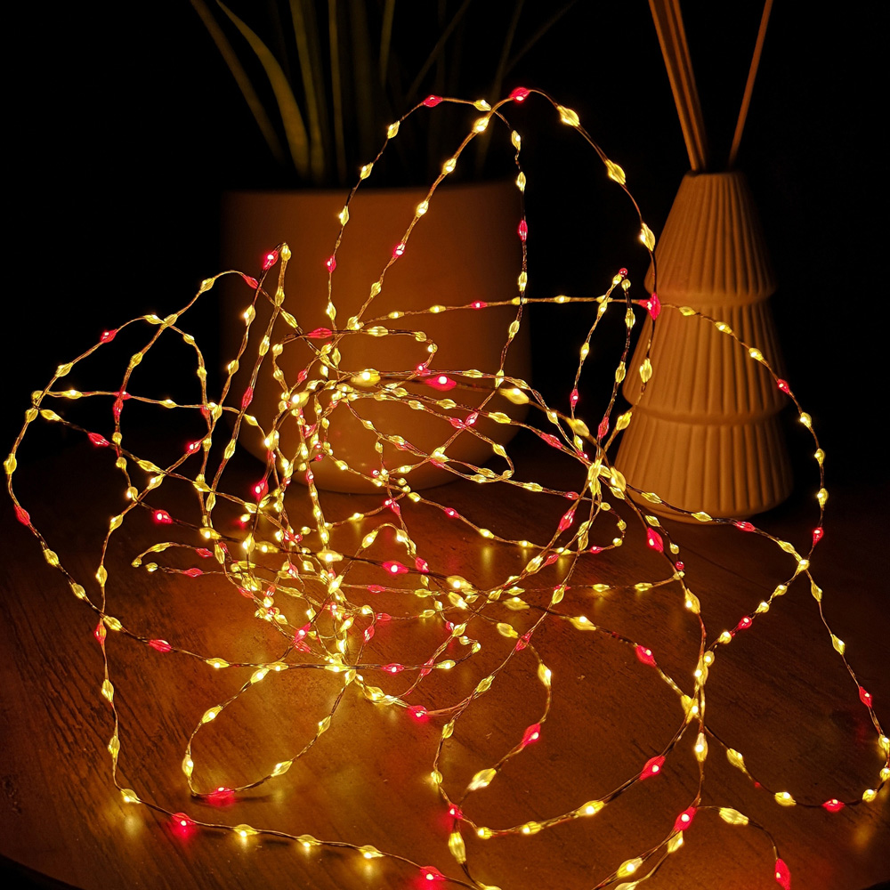 Samuel Alexander 600 Red and Vintage Gold MicroBrights Christmas Lights Image 1