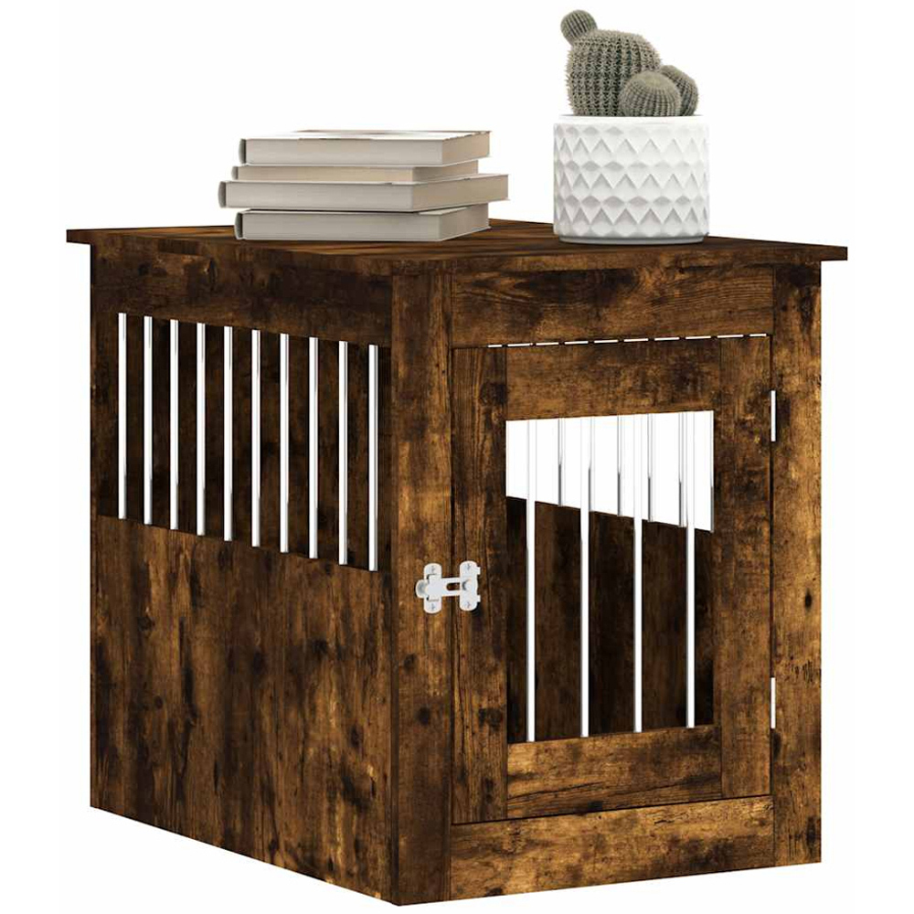 vidaXL Smoked Oak Processed Wood Dog Crate Furniture 55 x 75 x 65cm Image 3