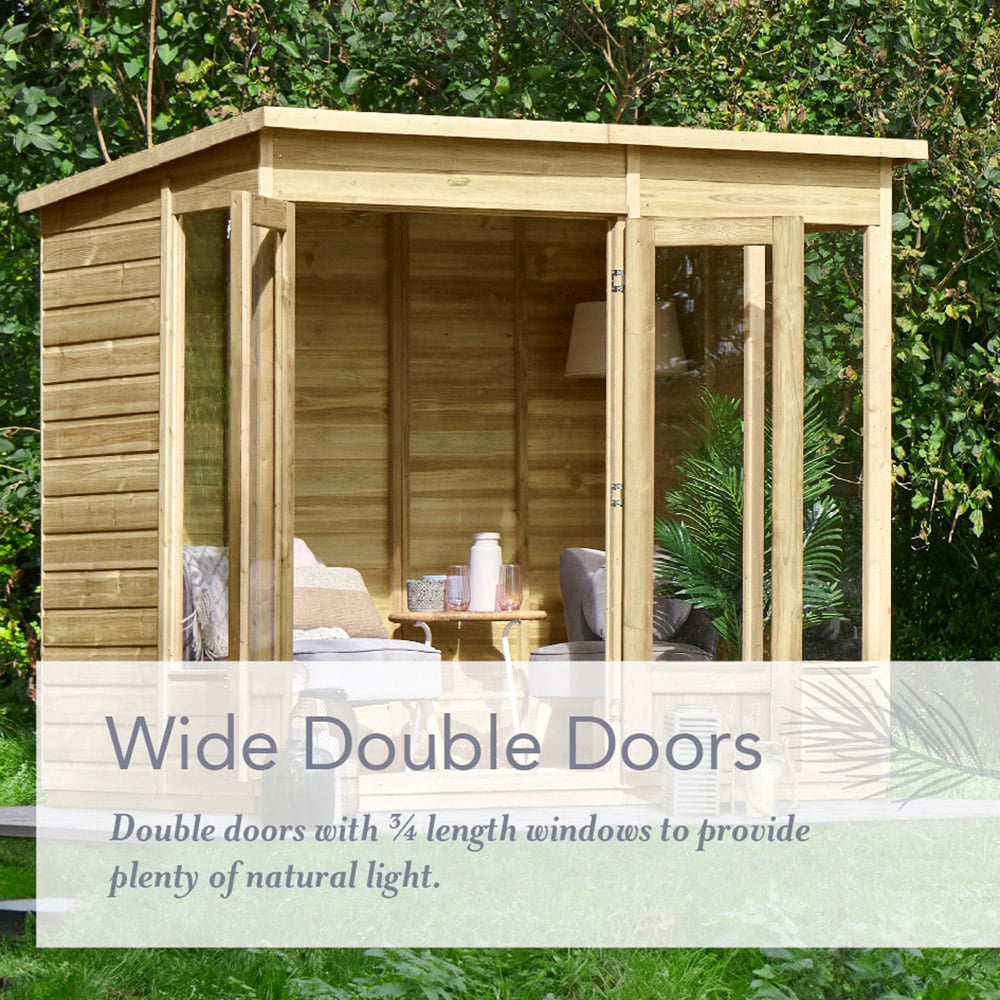 Forest Garden 7 x 5ft Beckwood Double Door 4 Window Apex Summerhouse Image 4