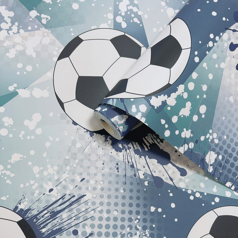 Holden Decor Football Frenzy Navy and Teal Wallpaper Image 2