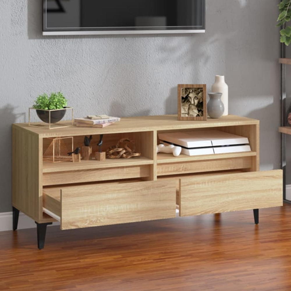 vidaXL 2 Drawer 2 Shelf Sonoma Oak TV Cabinet Image 1