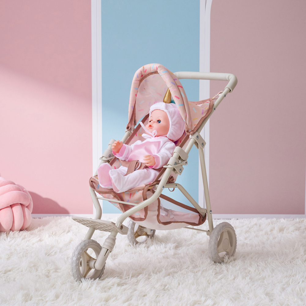 Teamson Kids Olivia's Little World Beige Confetti Doll Jogging Stroller Image 2