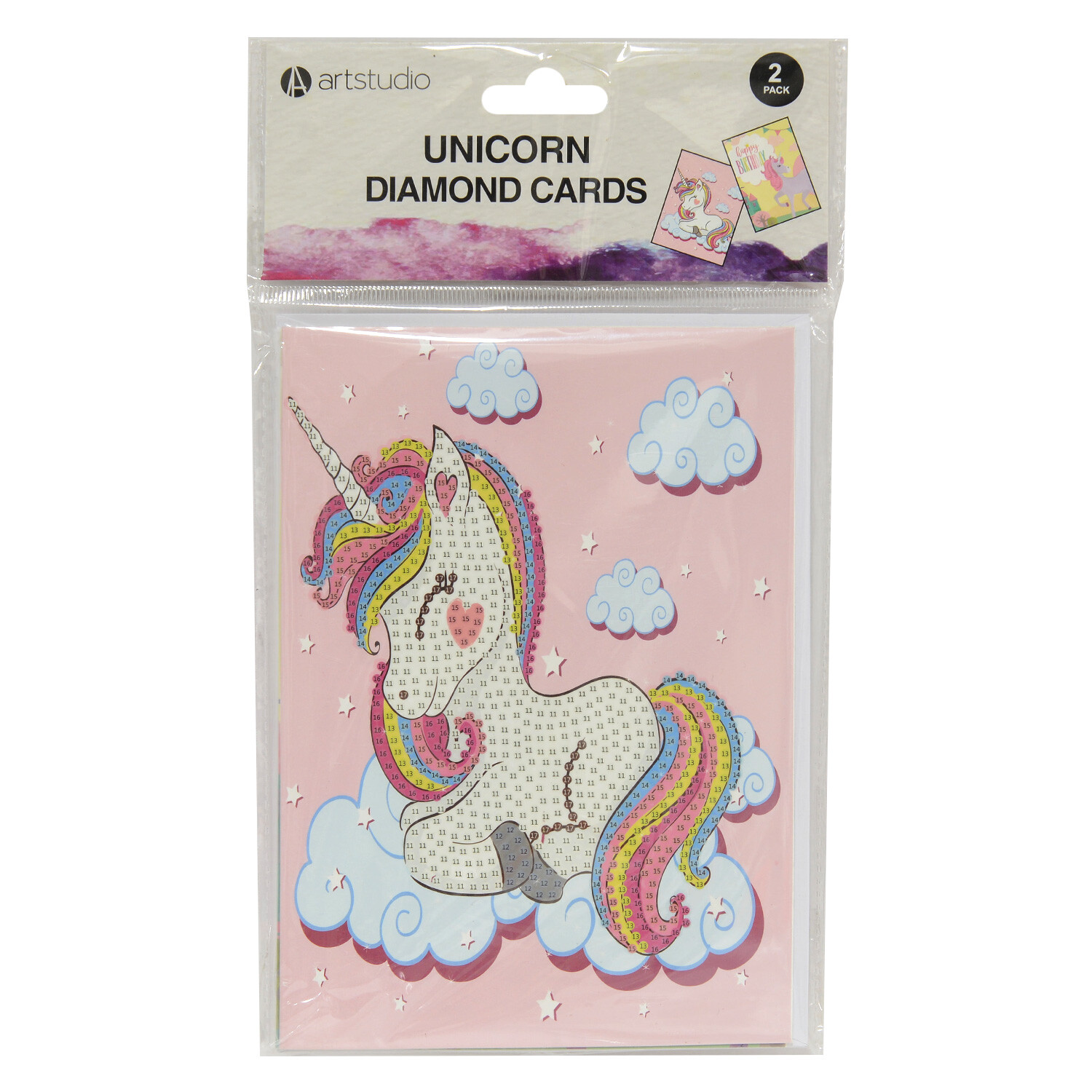 Art Studio Pack of 2 Diamond Cards - Unicorn Image 1