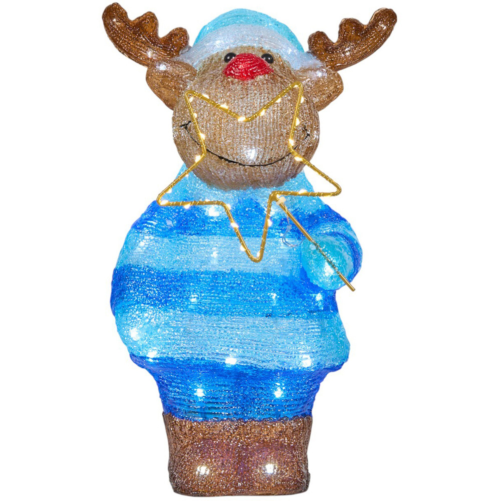 Acrylic Reindeer with Jumper LightBlue Image 4