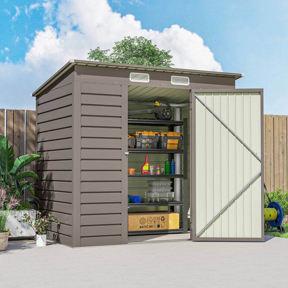 Outsunny 6.2 x 4ft Grey Galvanised Steel Garden Storage Shed Image 5