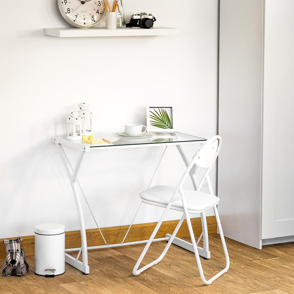 Harbour Housewares Set of 4 White Padded Foldable Chair Image 3