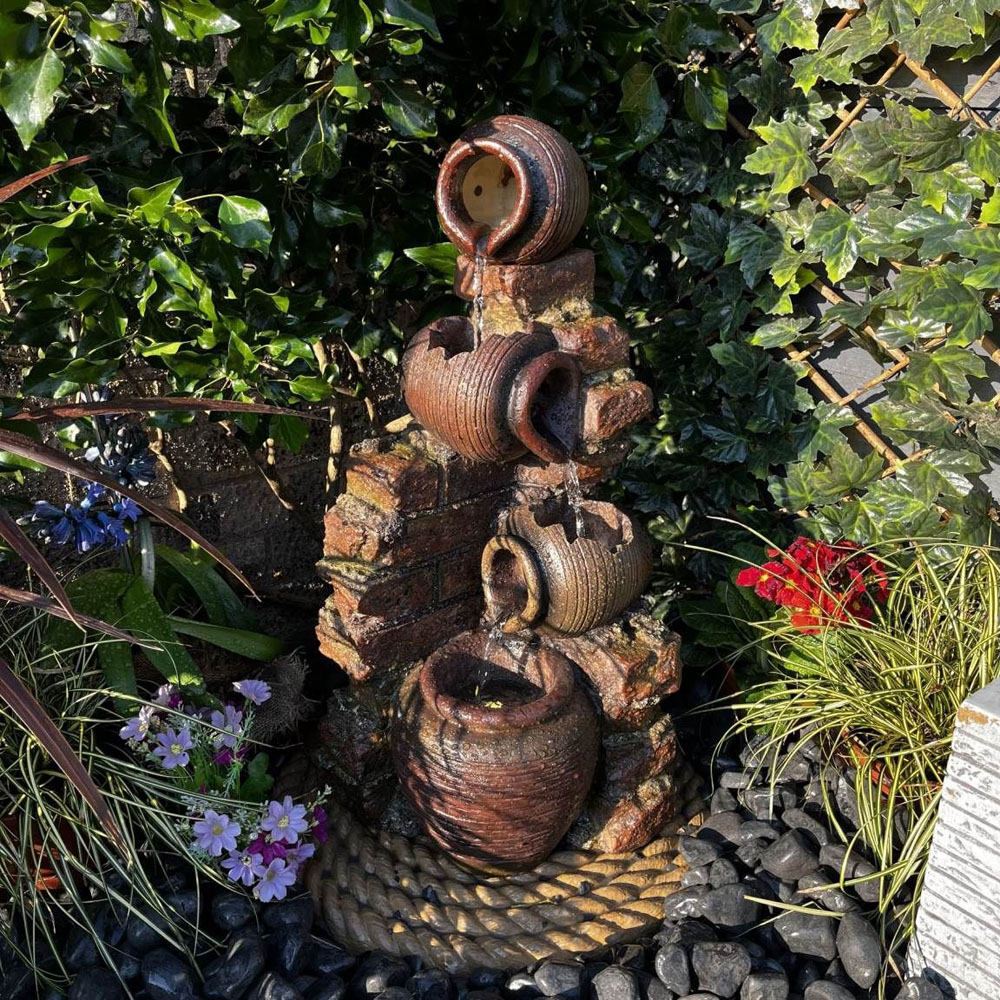 Tranquillity Compact Moroccan Pots Solar Powered LED Water Feature Image 2