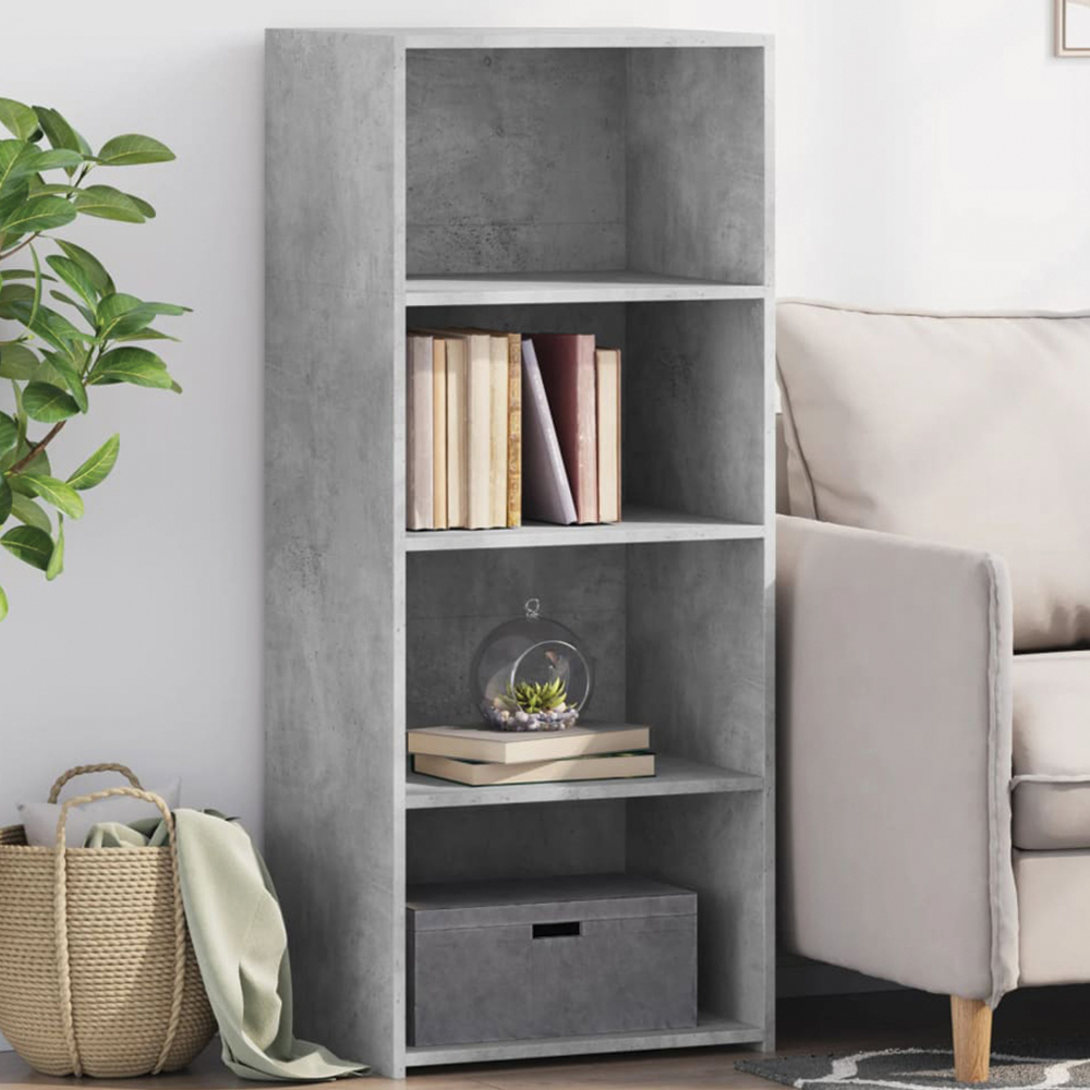 vidaXL 4 Shelf Concrete Grey Highboard Image 1