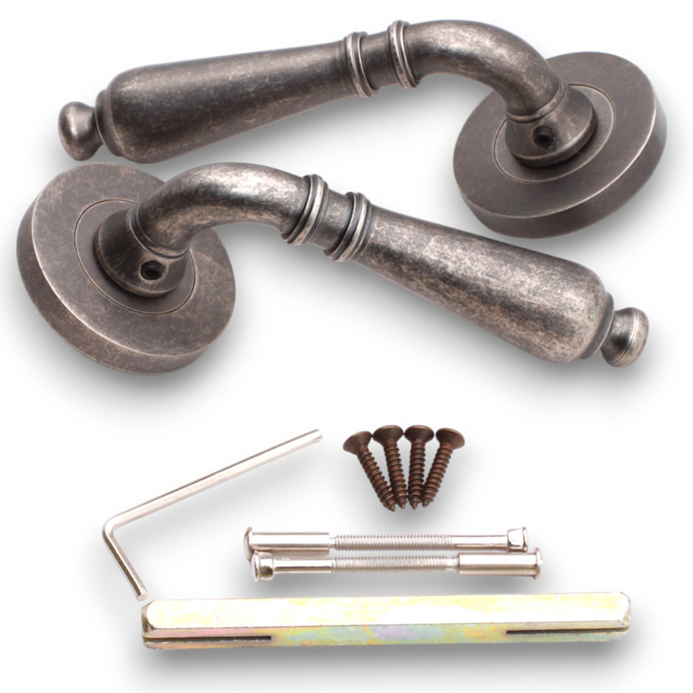 Spira Brass Hazel Pewter Lever Door Handle 2 Pack Image 4