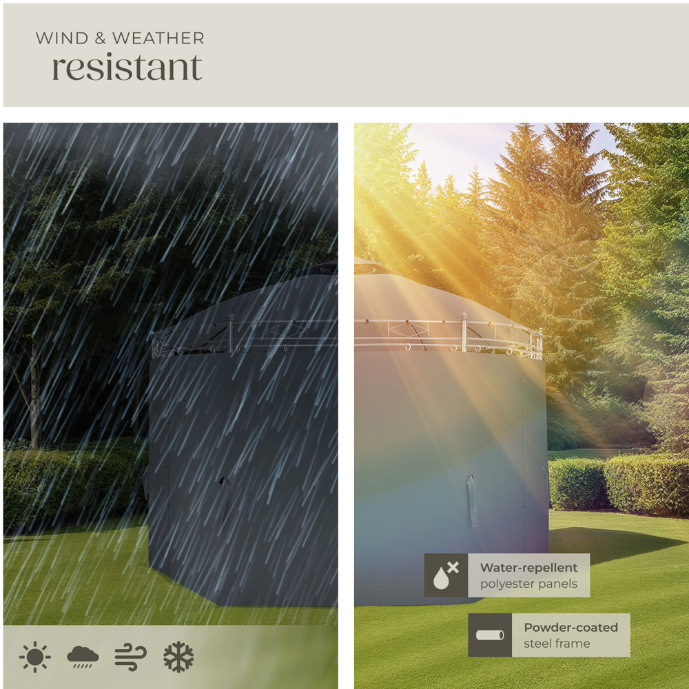 tectake Siana 3.5m Anthracite Double Roof Water-Repellent Round Gazebo with 6 Side Panel Image 7