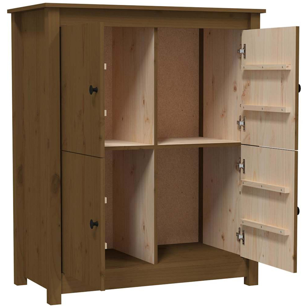 vidaXL 4 Door Honey Brown Solid Pine Wood Sideboard Image 6