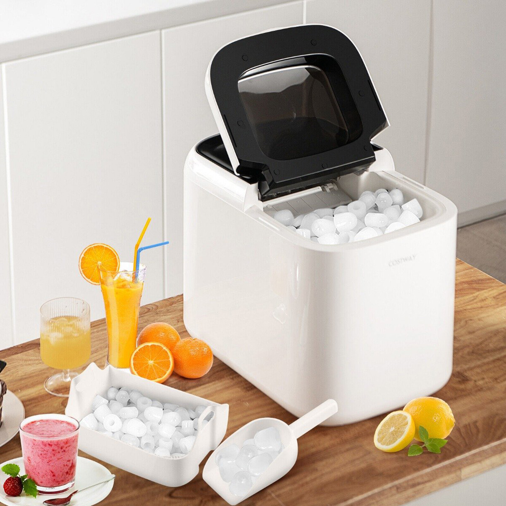 Costway White Portable Electric Countertop Ice Cube Maker Image 2