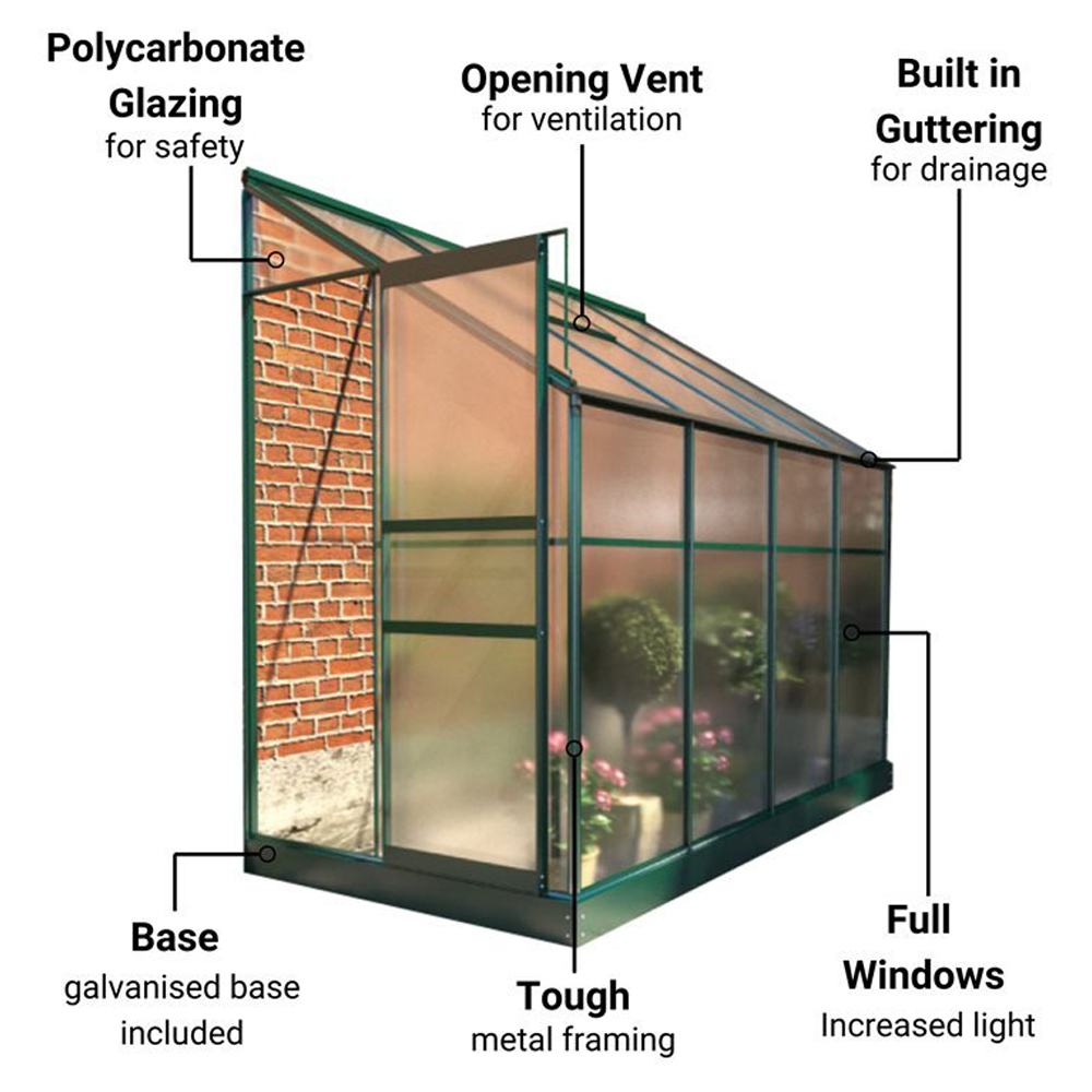 StoreMore Aluminium Frame 4 x 8ft Polycarbonate Greenhouse Image 3