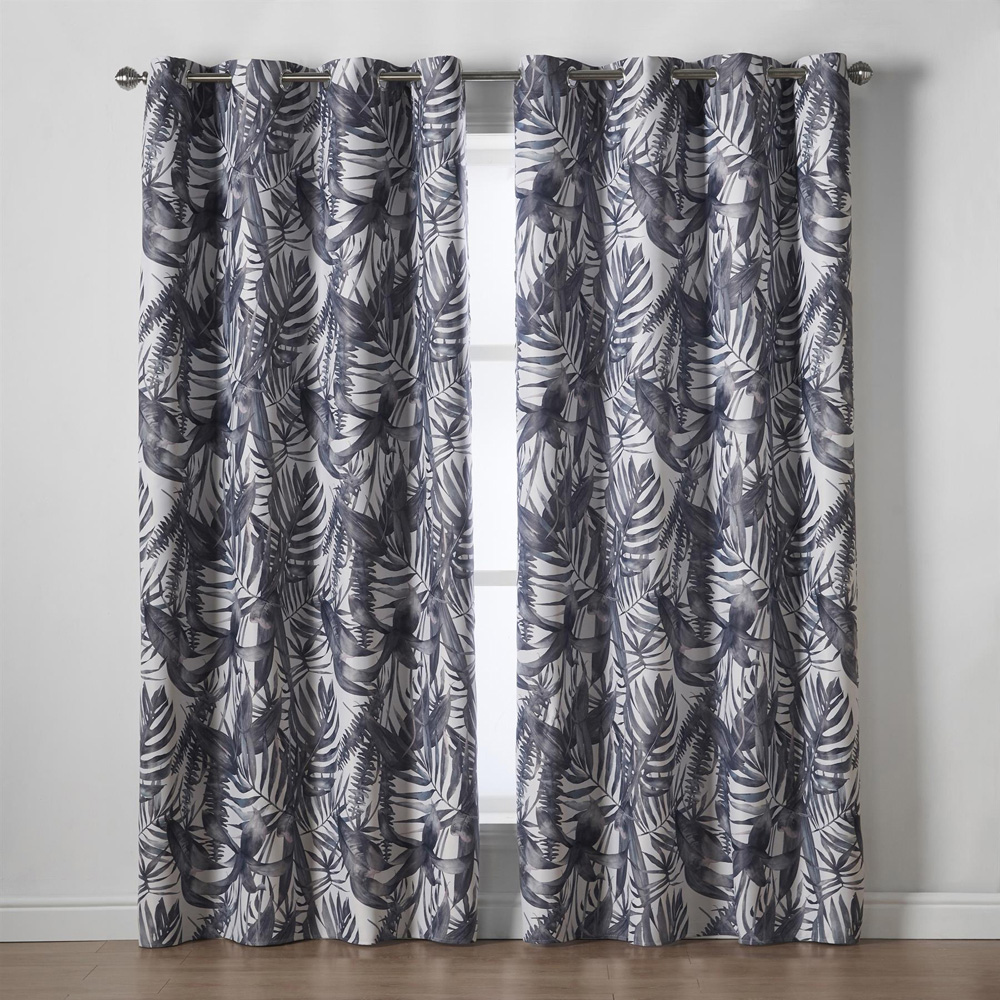 Alan Symonds Mal Charcoal Satin Blackout Ring Top Eyelet Curtains 168 x 183cm Image 1