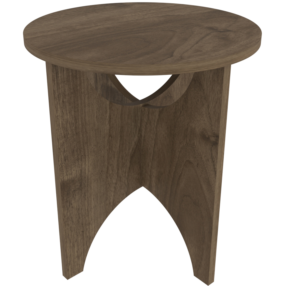 Decorotika Merit Walnut Round Side End Table Image 3