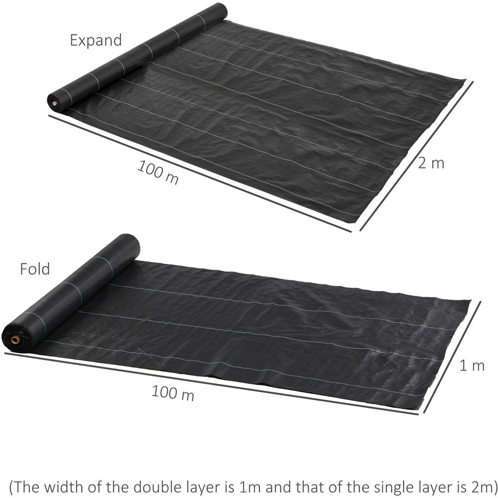 Outsunny 100m Black Heavy Duty Weed Control Membrane Image 9