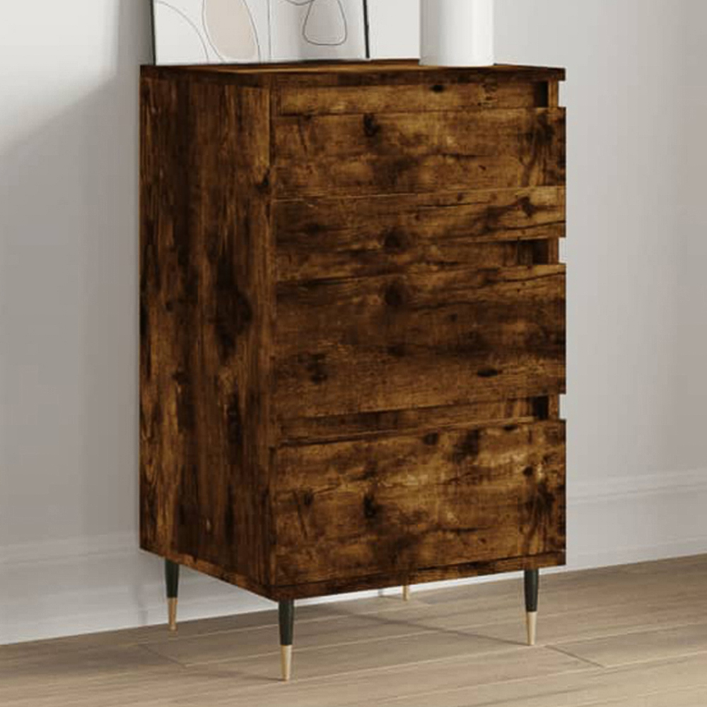 vidaXL 3 Drawer Smoked Oak Sideboard Image 1