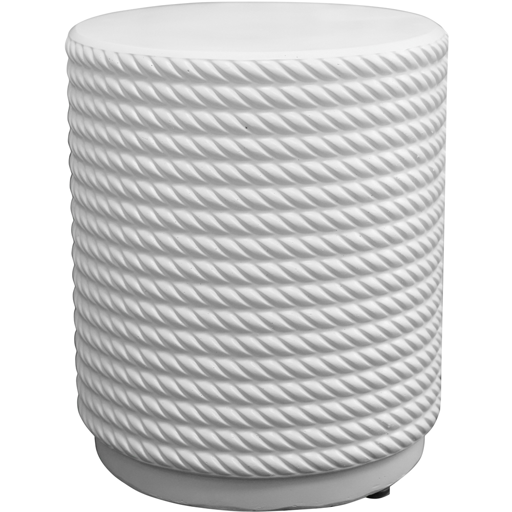 Direct Wicker White Textured Round Side Table Image 2